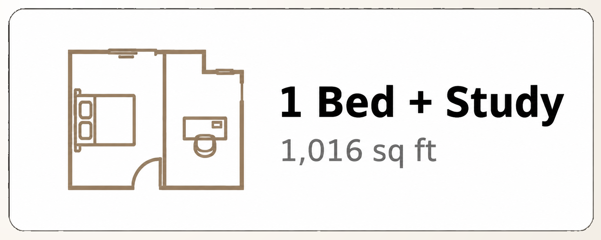 1 Bed + Study configuration