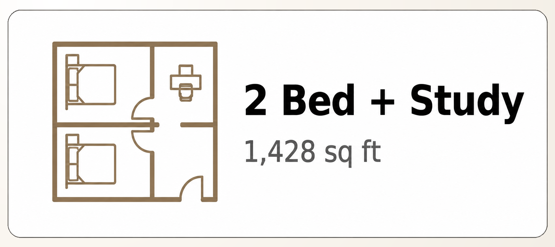 2 Bed + Study configuration